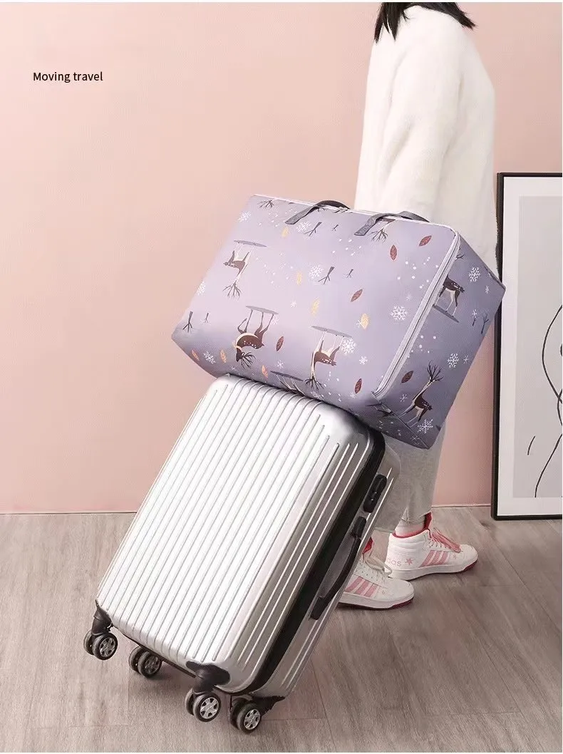 Cartoon Oxford Fabric Clothing Storage Bags with Handle and Zipper 12 Clothing Storage Bags