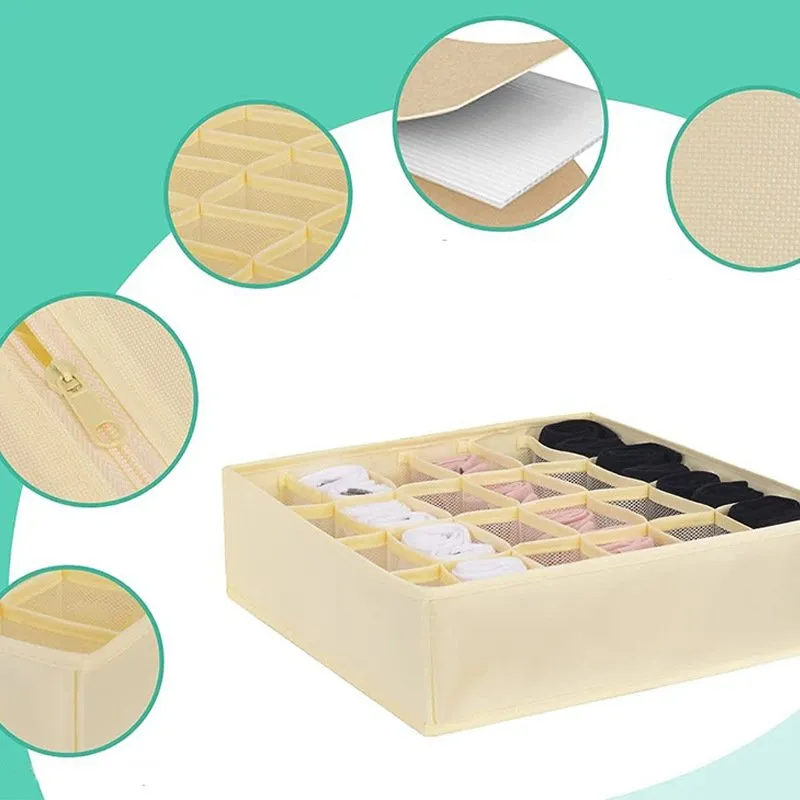 Drawer Underwear Organizer Divider 4 Pieces Fabric Foldable Dresser Storage Basket Organizers and Storage Bins for Storing Bra 4 drawer underwear organizer divider