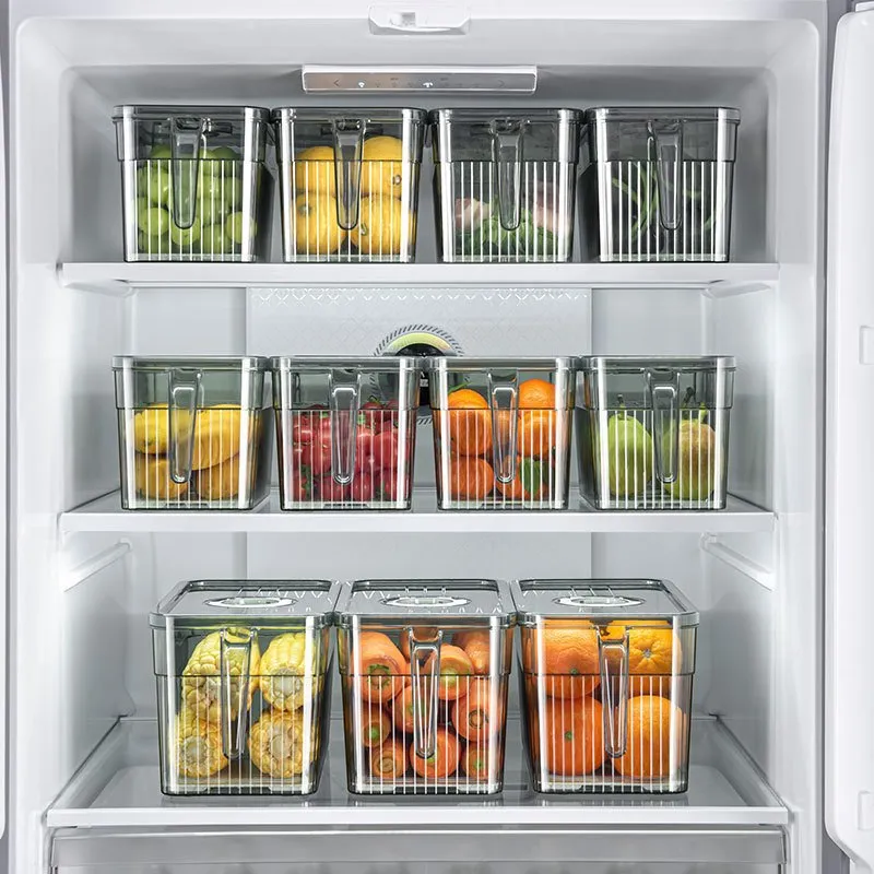 Wholesale Good Quality Handle Refrigerator Organizer with Lids 10 Home Storage