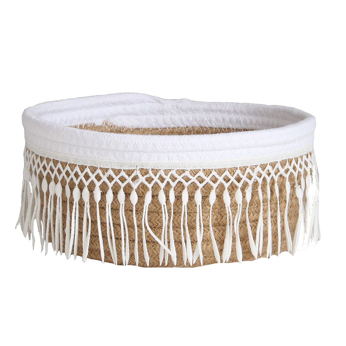 Cesta tejida con cuerda de algodón