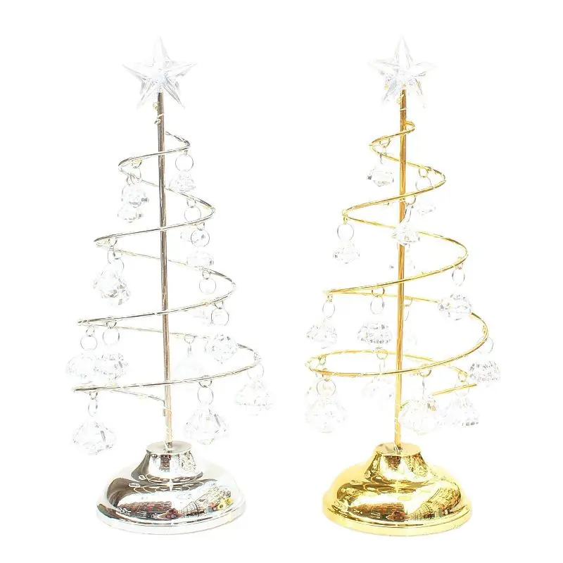 Presente de decoração de Natal Árvore de ferro galvanizado Luz noturna de cristal luminoso com LED