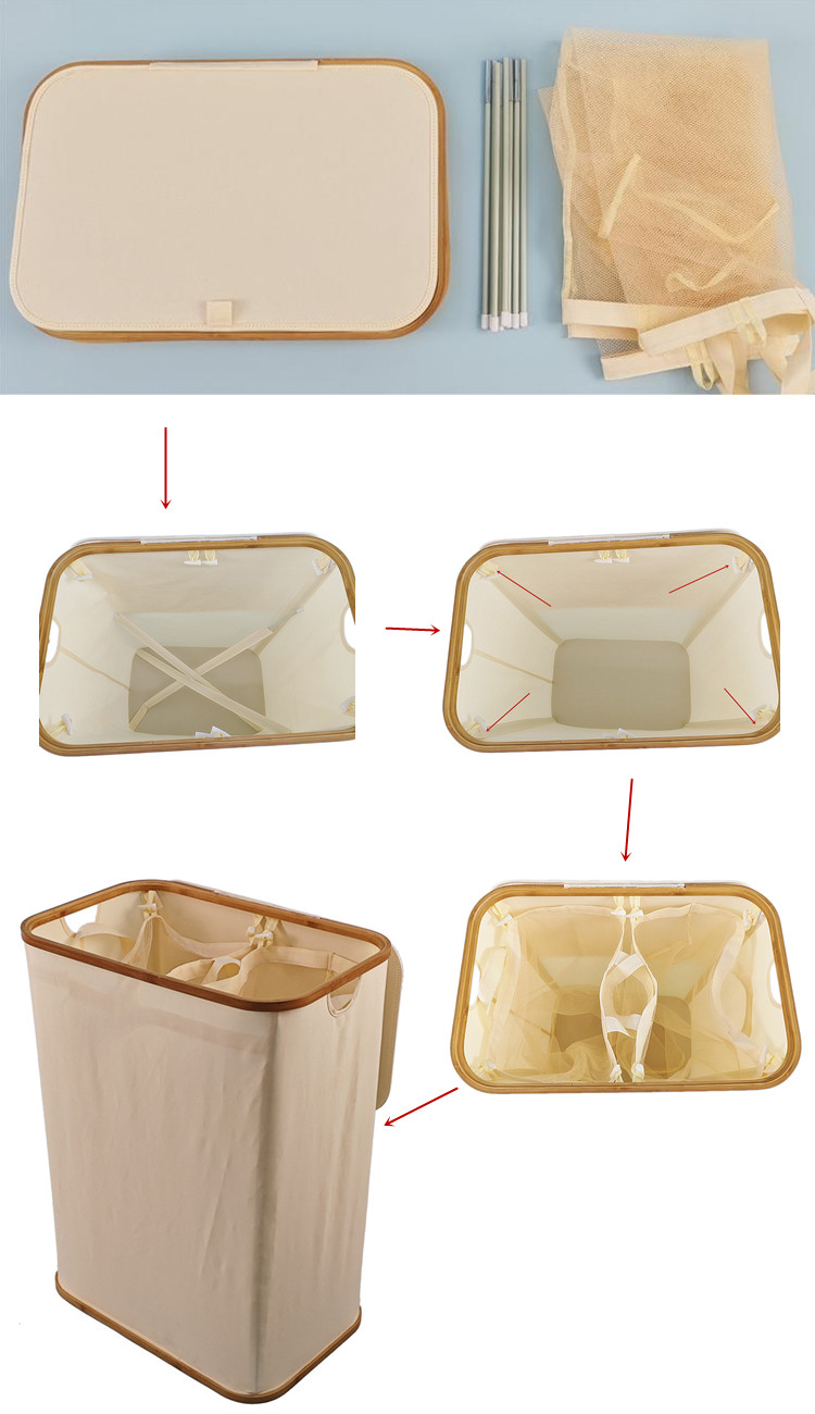 Pasos de instalación Organizador de ropa de bambú con tapa