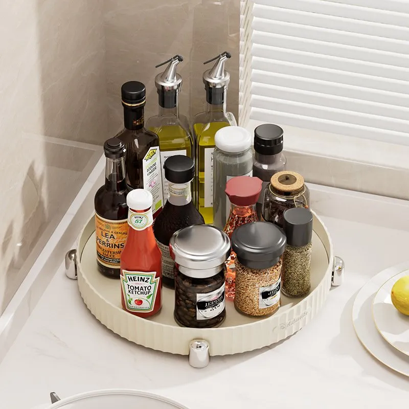 Double deck kitchen spice bottle storage box - rotatable
