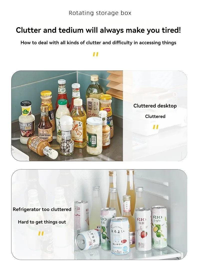 Double deck kitchen spice bottle storage box - rotatable