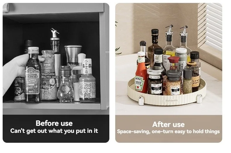 Double deck kitchen spice bottle storage box - rotatable