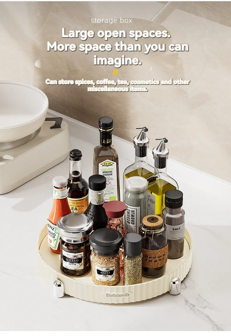Double deck kitchen spice bottle storage box - rotatable