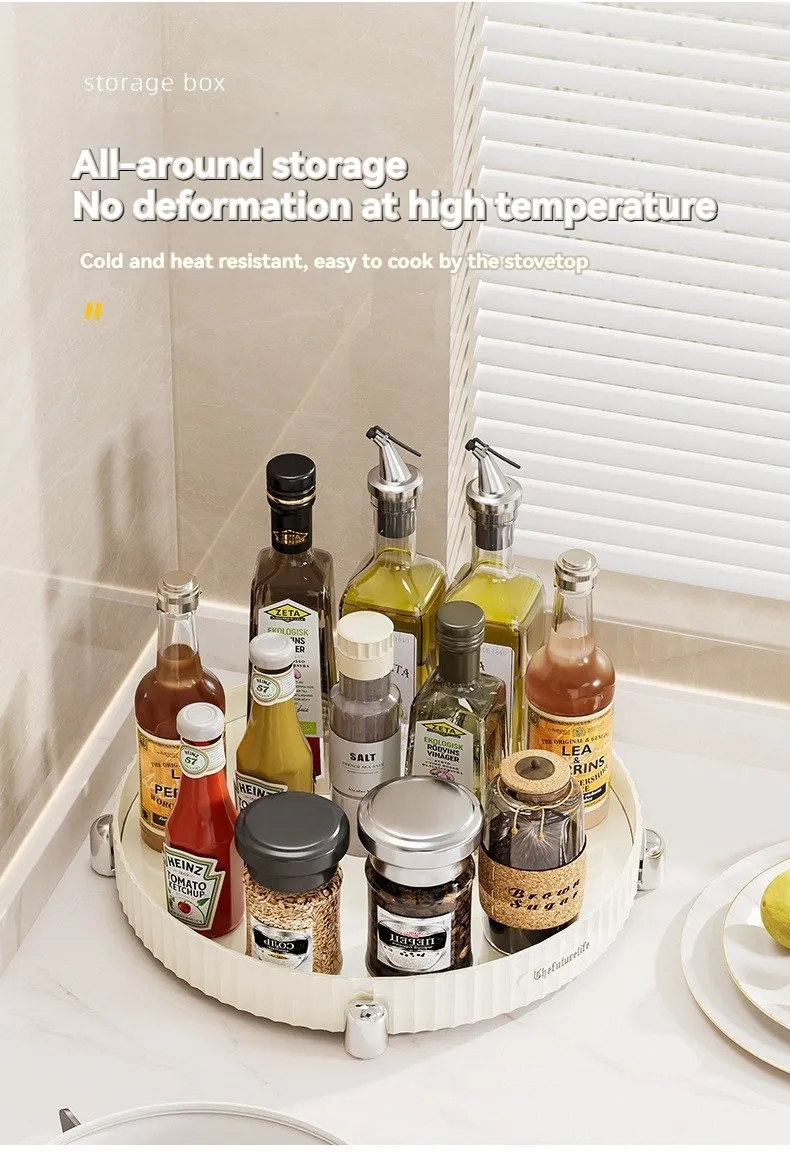 Double deck kitchen spice bottle storage box - rotatable