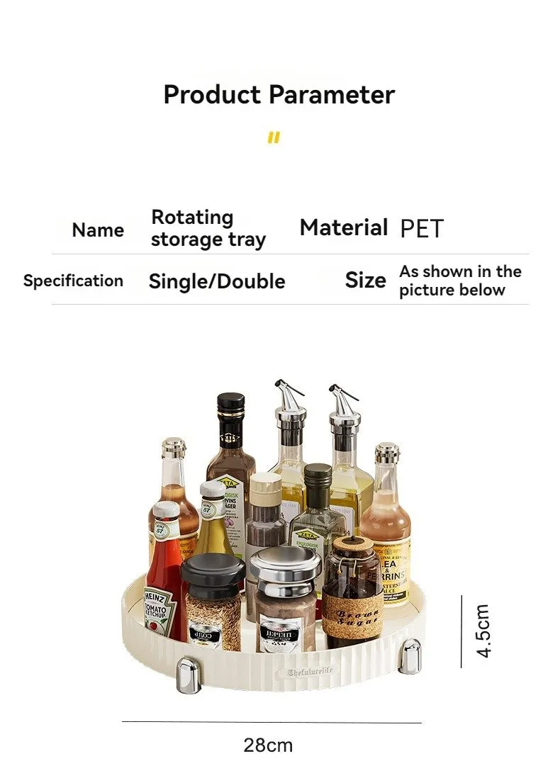 Double deck kitchen spice bottle storage box - rotatable