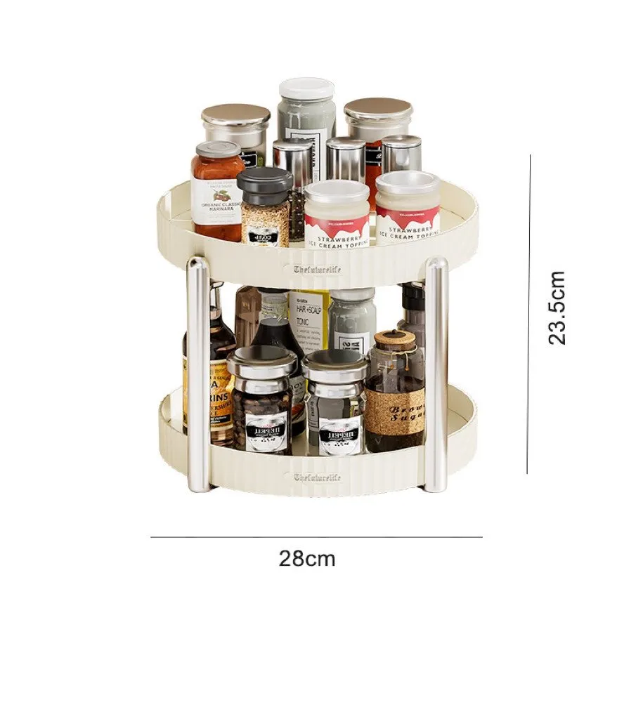 Double deck kitchen spice bottle storage box - rotatable