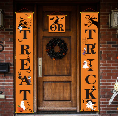 Halloween Couplets Horror Ghost Festival Door Curtain Day of the Dead Porch Flag Hanging Party Background Cloth