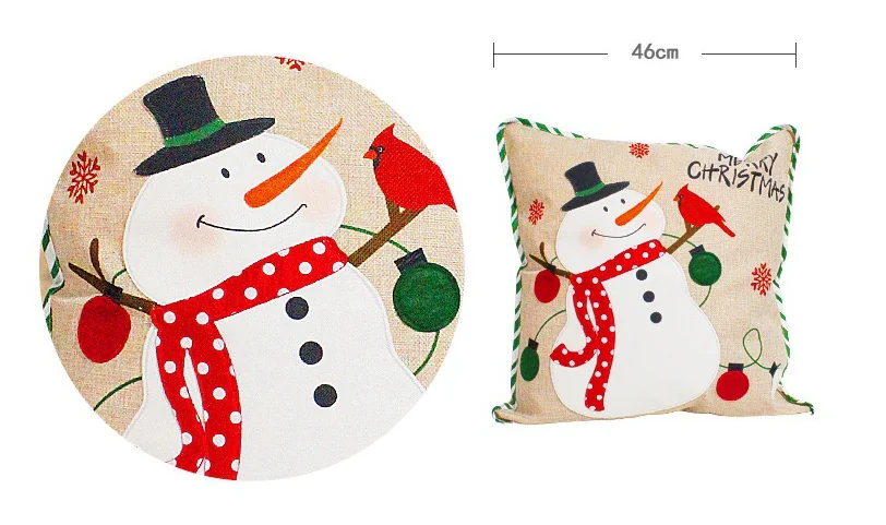 企业微信截图 20250122114209 2025012205410187 Santa Claus Snowman Pillow Cover Linen Print Sofa Pillow Cover Car Cushion