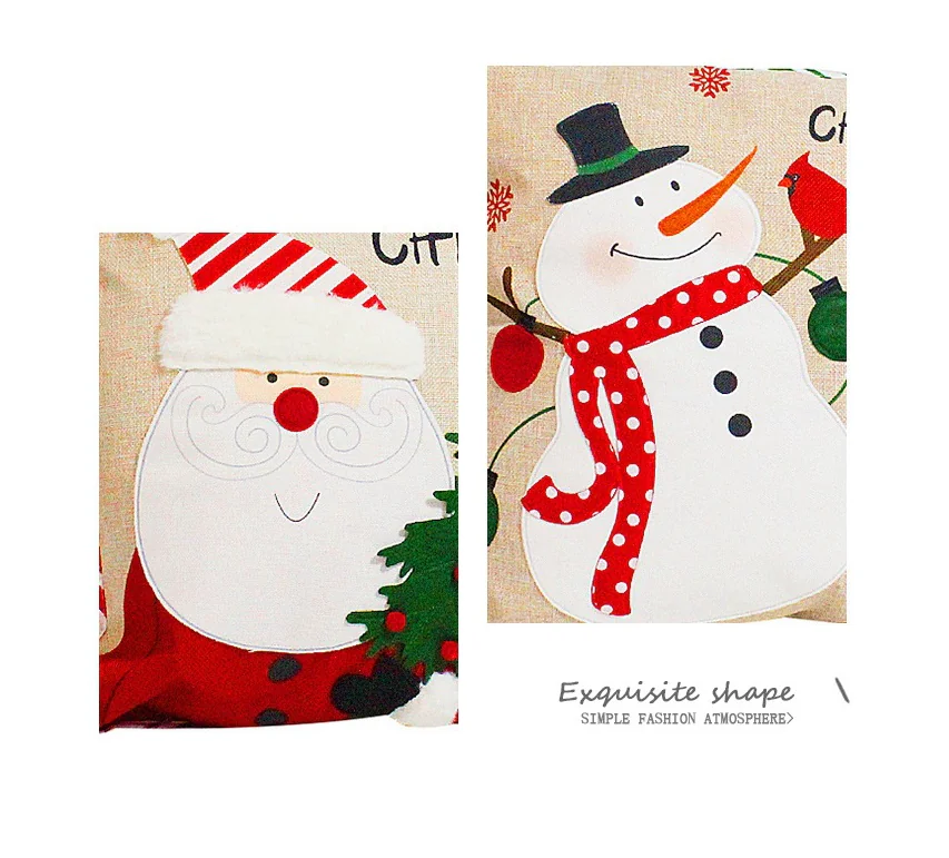 企业微信截图 20250122114220 2025012205410783 Santa Claus Snowman Pillow Cover Linen Print Sofa Pillow Cover Car Cushion