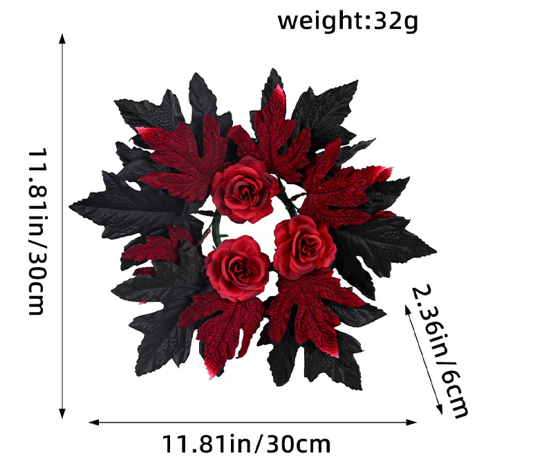 企业微信截图 20250122163755 2025012210014428 Halloween Candlestick Small Wreath Decoration Simulation Maple Leaf Red Rose Candle Scene Props