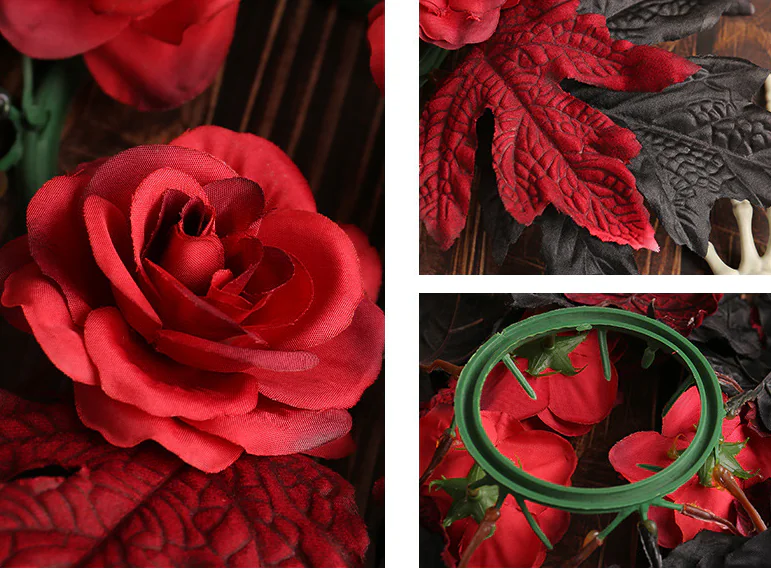 企业微信截图 20250122163858 2025012210024227 Halloween Candlestick Small Wreath Decoration Simulation Maple Leaf Red Rose Candle Scene Props