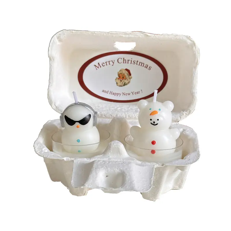 Christmas Cute Hand-painted Aromatherapy Small Tea Wax Candle Snowman Ornaments Gifts