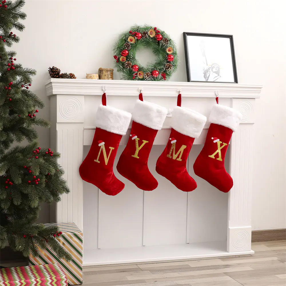 New Hot Letters Christmas Stockings Decorations Gift Bag