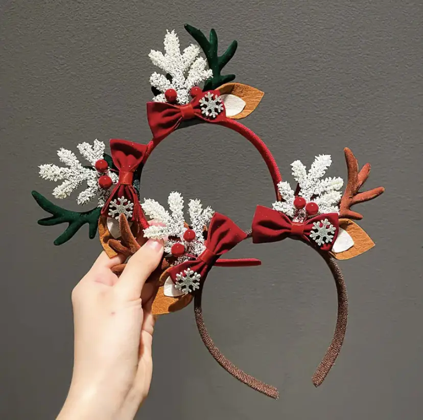 Tocado de Navidad con Cornamenta Roja Tocado de Navidad con Foto