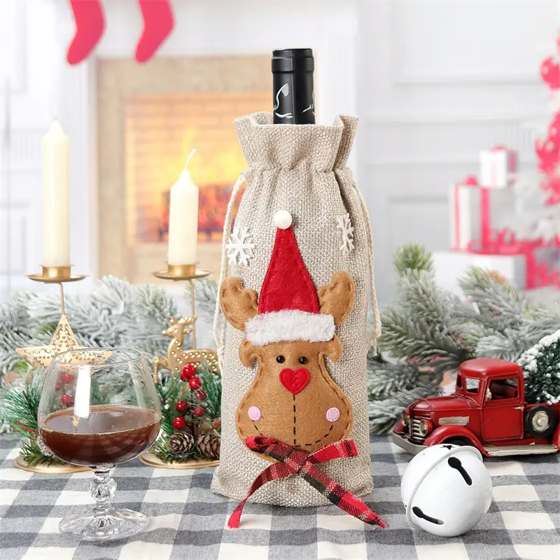 Novo conjunto de garrafas de vinho de Natal para decoração de festas de fim de ano