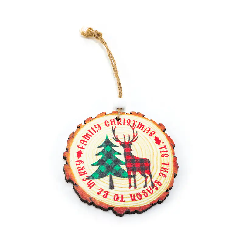 Cruz-frontera de Navidad de madera redonda pieza de talla colgante creativo de artesanía en madera