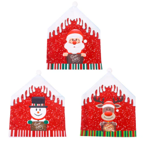 Capa de cadeira de Natal Capa de banqueta de boneco de neve Decoração de casa
