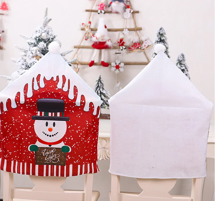  Christmas Chair Cover Snowman Stool Cover Home Decoration