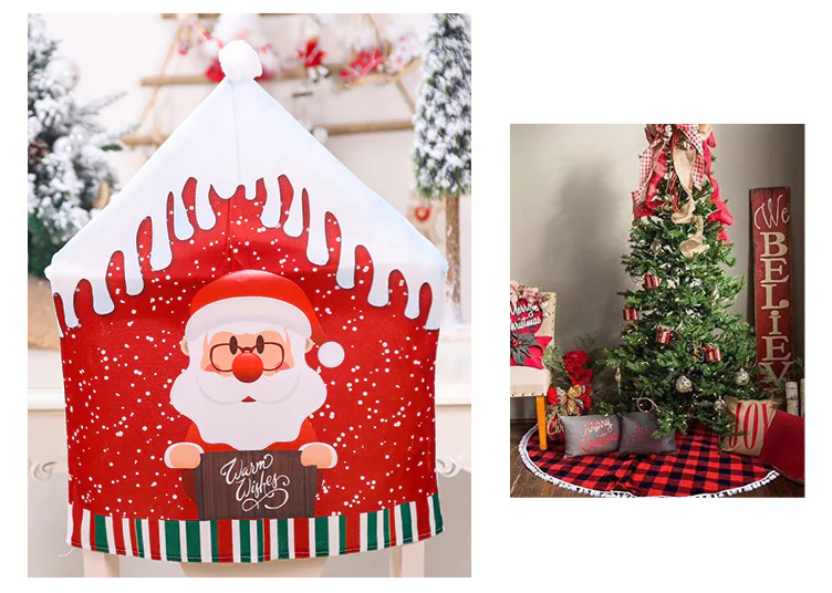  Christmas Chair Cover Snowman Stool Cover Home Decoration