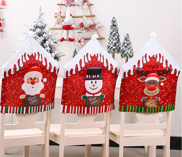  Christmas Chair Cover Snowman Stool Cover Home Decoration