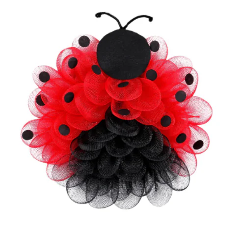 Ladybug Mesh Wreath Door Hanging Independence Day Cute Bee Wreath Window Decoration