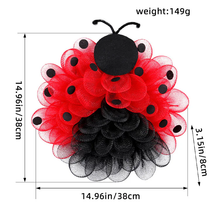 企业微信截图 20250207142033 2025020706295717 Ladybug Mesh Wreath Door Hanging Independence Day Cute Bee Wreath Window Decoration