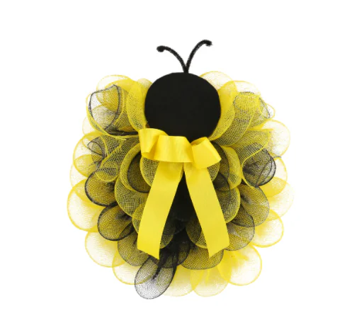 Bee Mesh Wreath Hanging Easter Scene Props (Adereços para cenas de Páscoa com guirlanda de malha de abelhas)