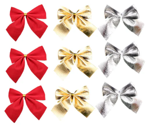 Pingente de decoração de árvore de Natal com laço vermelho