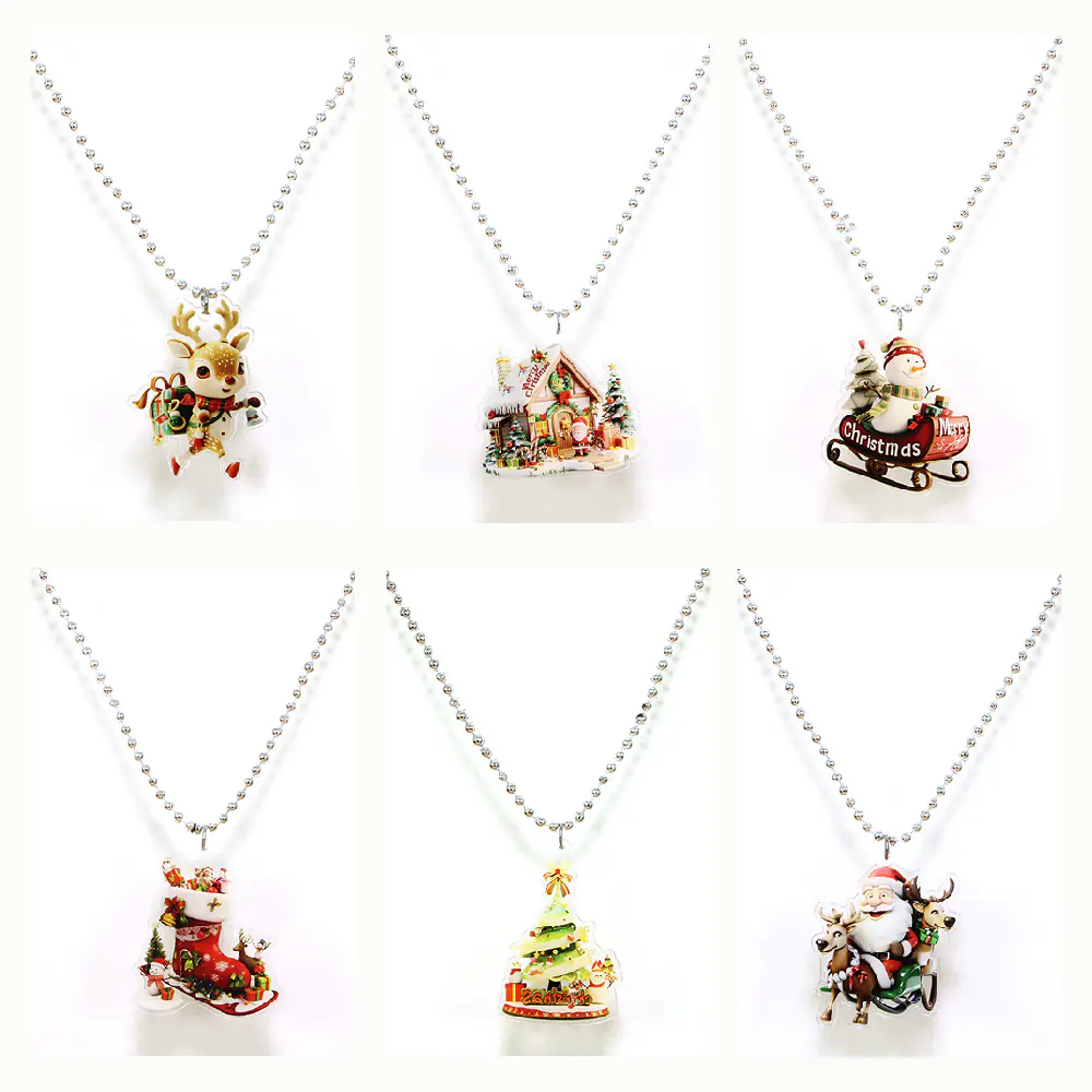 2 2025033107530183 Original Christmas Ornaments Children's Jewelry Pendants Decorations Acrylic Necklace Small Gifts