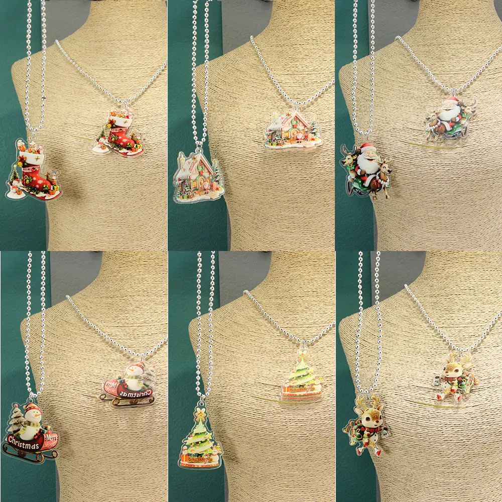 Original Christmas Ornaments Children's Jewelry Pendants Decorations Acrylic Necklace Small Gifts