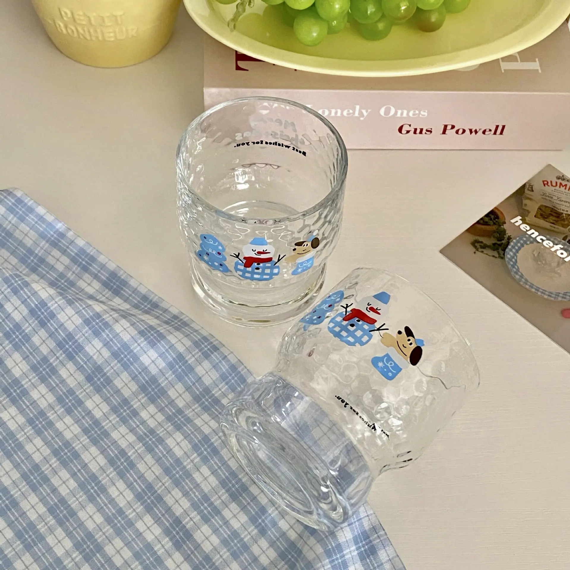 Ins Christmas Atmosphere Glass Cup Cute Snowman Cartoon Juice Cup Milk Cup Breakfast Cup