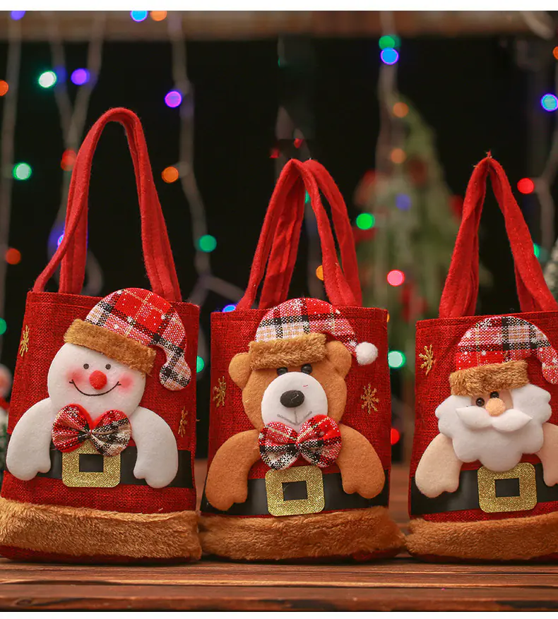 Christmas Decorations Santa Claus Snowman Deer Gift Bag