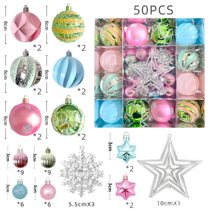 Pingente de caixa de doces Macaron decorado com bolas de Natal