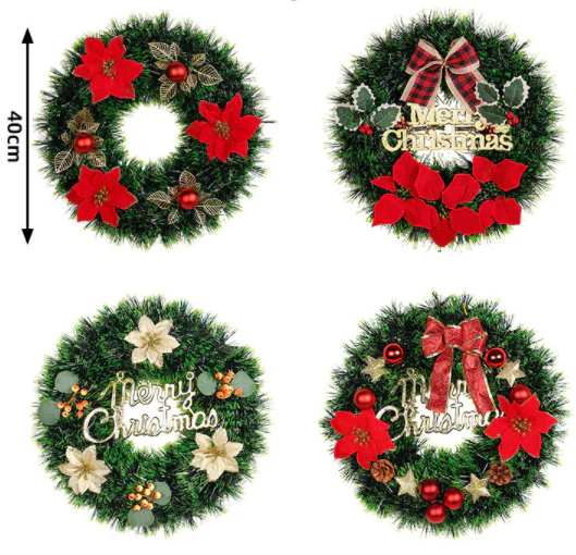 Guirlanda de flores de Natal Decoração de Natal para pendurar na porta