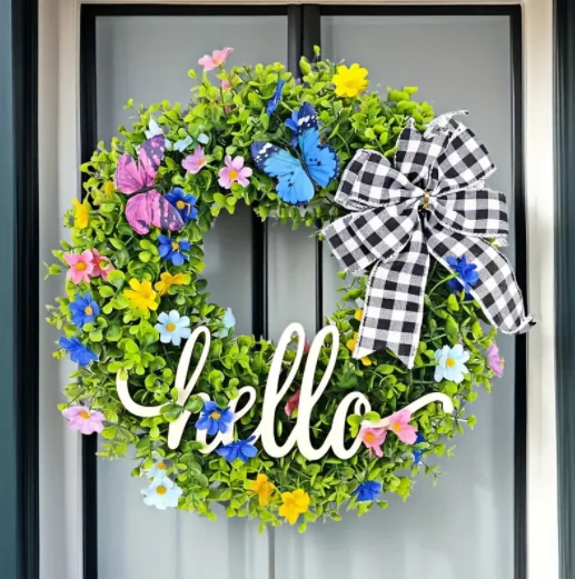 Christmas Wreath Welcome Sign Door Decoration Pendant