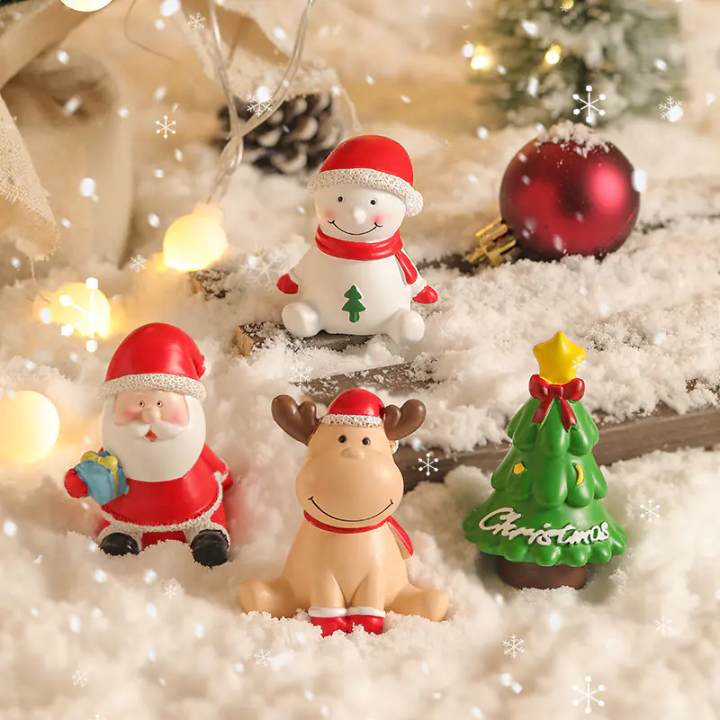 Novas decorações de Natal Boneco de neve Papai Noel Veado Vitrine Artesanato de resina
