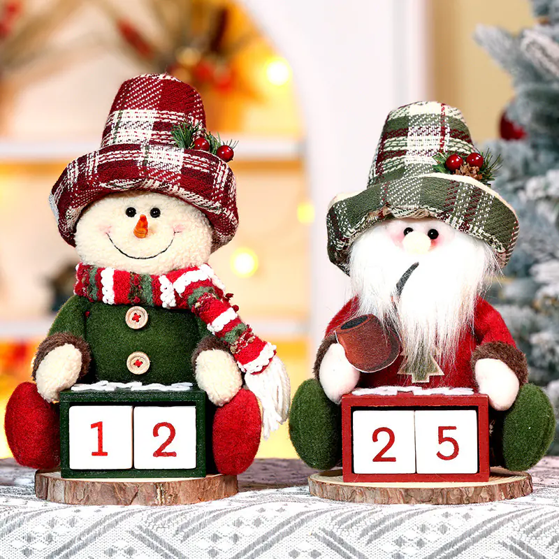 Christmas Doll Christmas Retro Plaid Old Man Snowman Sitting Doll Holiday Decorations (Boneca de Natal)