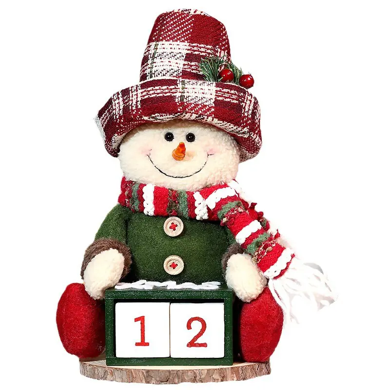 Christmas Doll Christmas Retro Plaid Old Man Snowman Sitting Doll Holiday Decorations (Boneca de Natal)