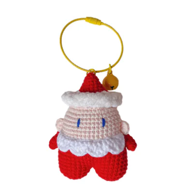 Chaveiro de Natal feito à mão com tecido do Papai Noel