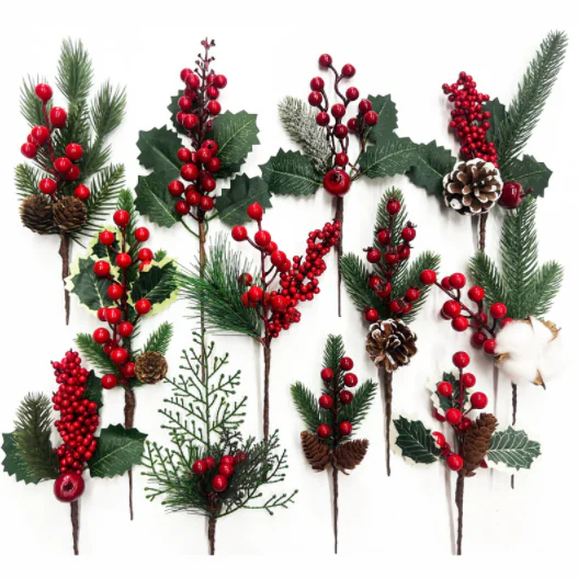 Decoração de Natal Simulada de Ramo de Pinha