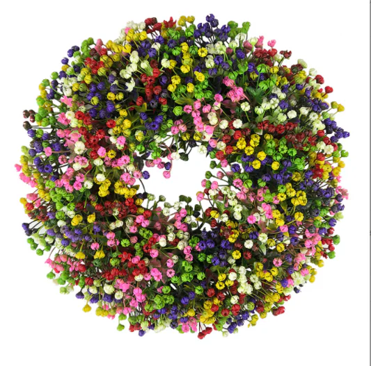 Decoração de Natal com coroa de flores artificiais para hálito de bebê